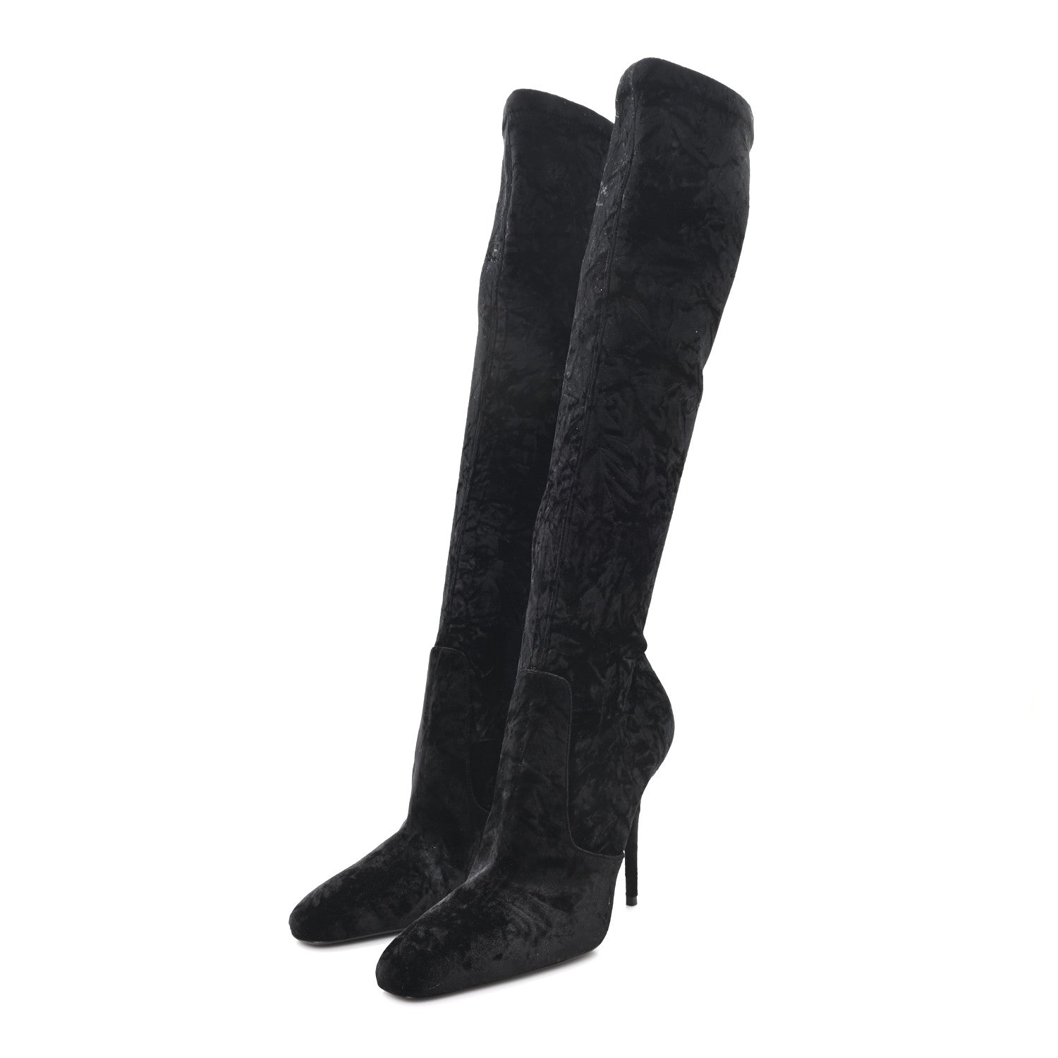 Saint Laurent Velvet Ella 110 Knee High Boots 40 Black 3 of 6