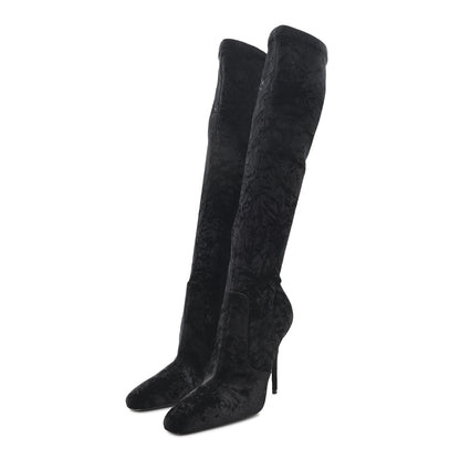 Saint Laurent Velvet Ella 110 Knee High Boots 40 Black 3 of 6