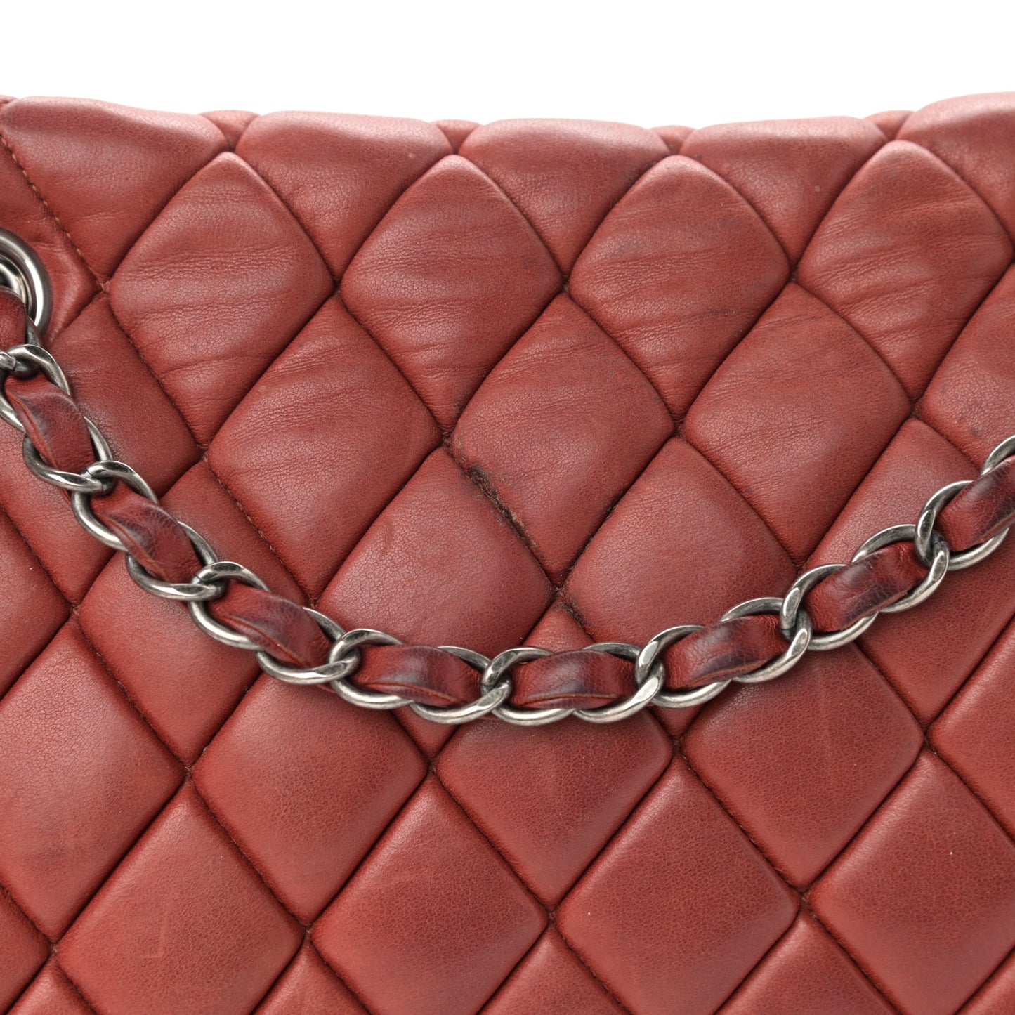 Lambskin Large New Bubble Flap Red