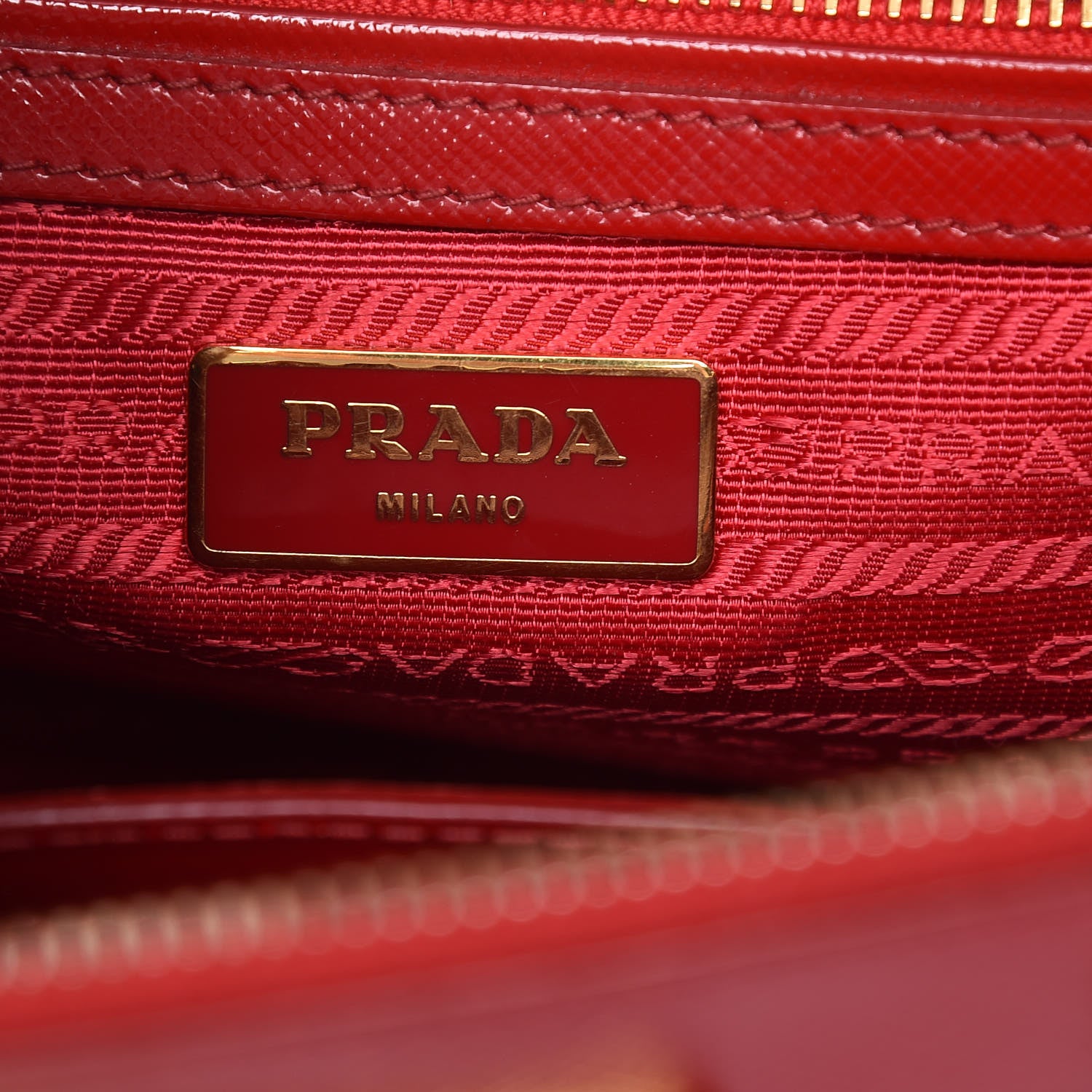 Prada Saffiano Vernice Small Galleria Double Zip Tote Rosso 9 of 17