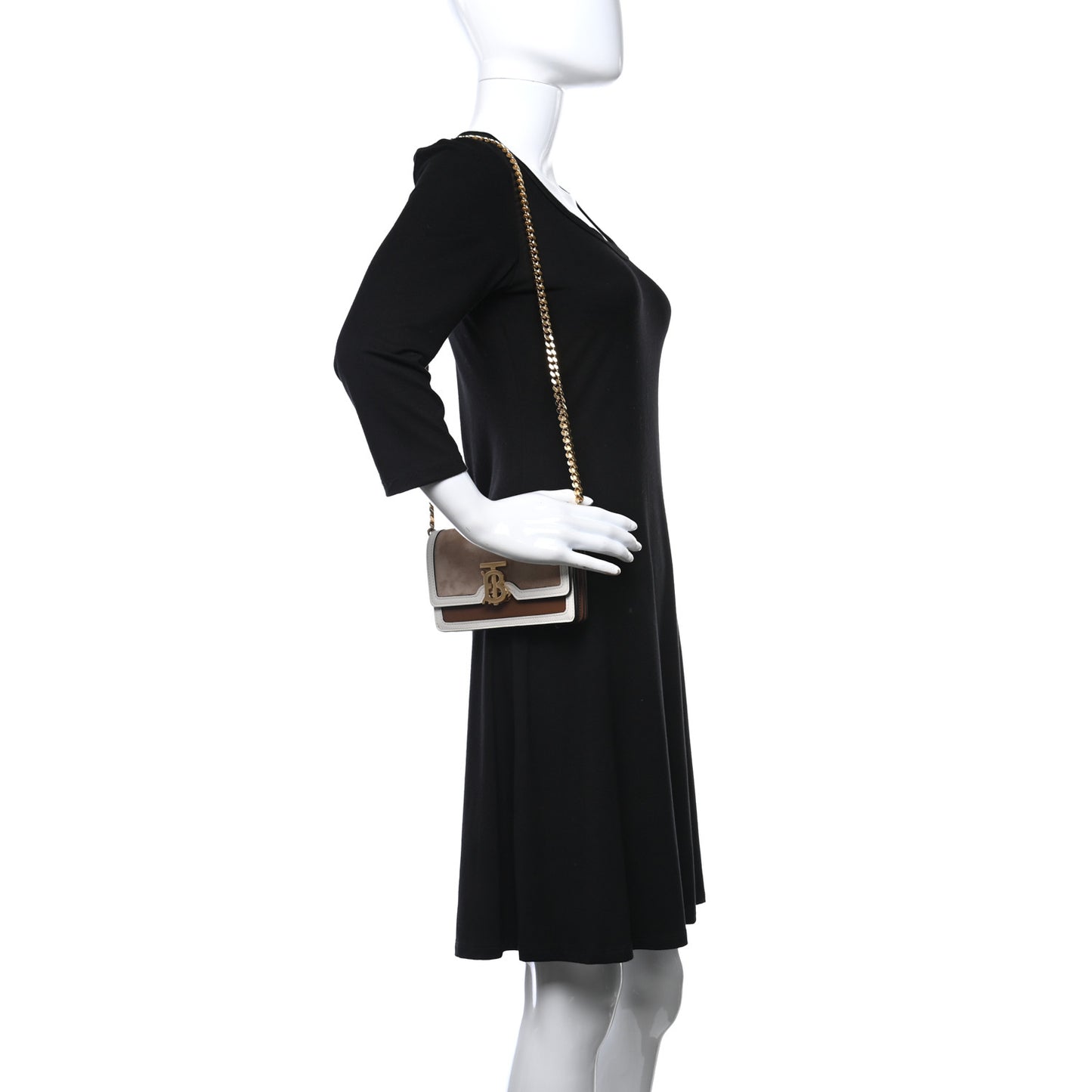 Suede Calfskin Large Jessie Chain TB Bag Biscuit