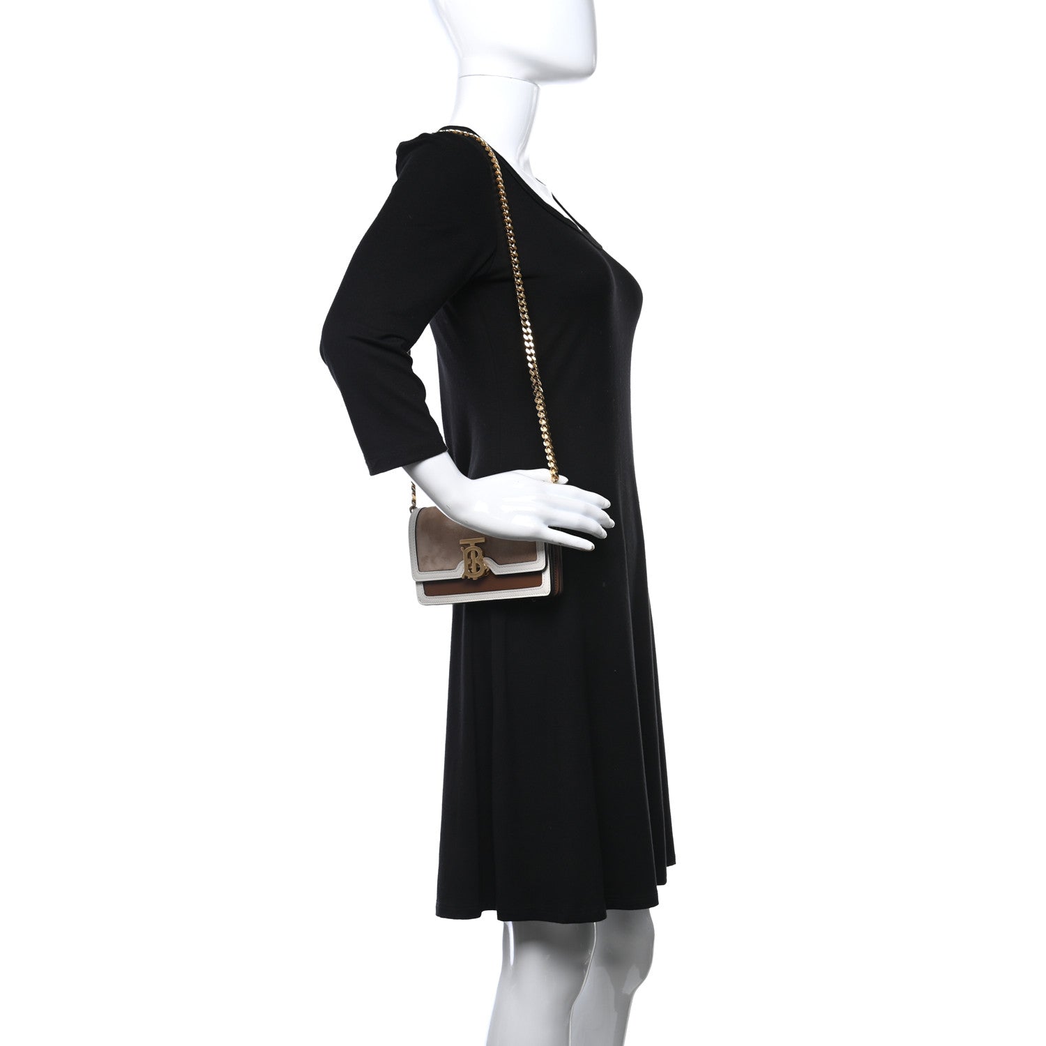 Burberry Suede Calfskin Large Jessie Chain TB Bag Biscuit 2 of 8