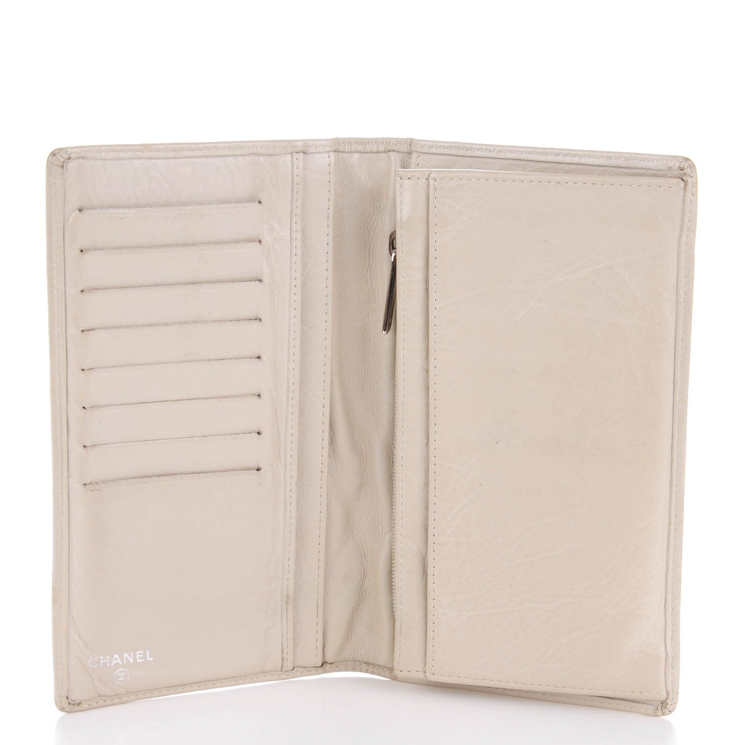 Chanel Calfskin Quilted Cambon Yen Wallet Pearl 5 of 11