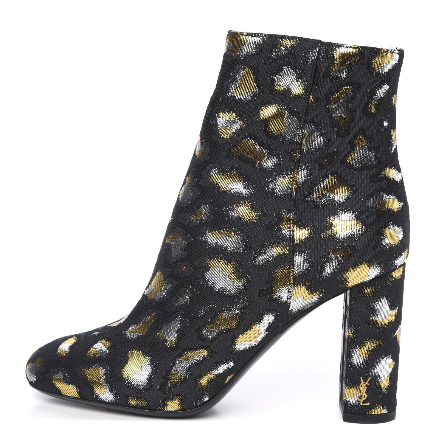 Saint Laurent Jacquard Leopard Loulou Ankle Boots 35.5 Oro 1 of 8