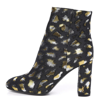 Saint Laurent Jacquard Leopard Loulou Ankle Boots 35.5 Oro 1 of 8