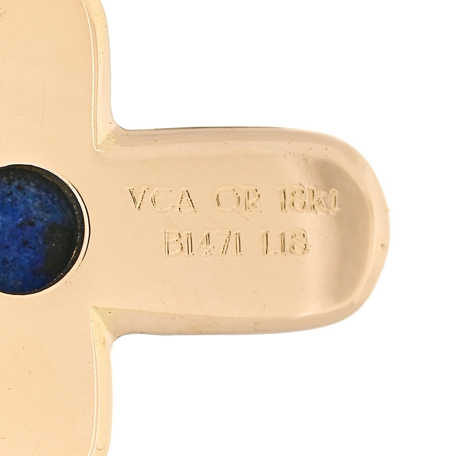 Van Cleef & Arpels 18K Yellow Gold Lapis Lazuli Cross Pendant Necklace 4 of 4