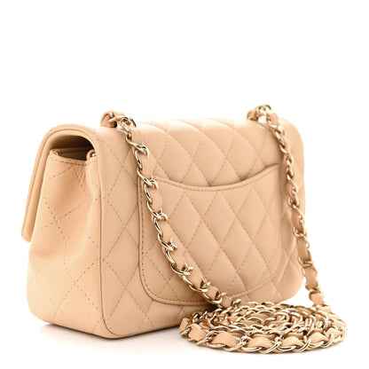Chanel Lambskin Quilted Mini Rectangular Flap Beige 3 of 11