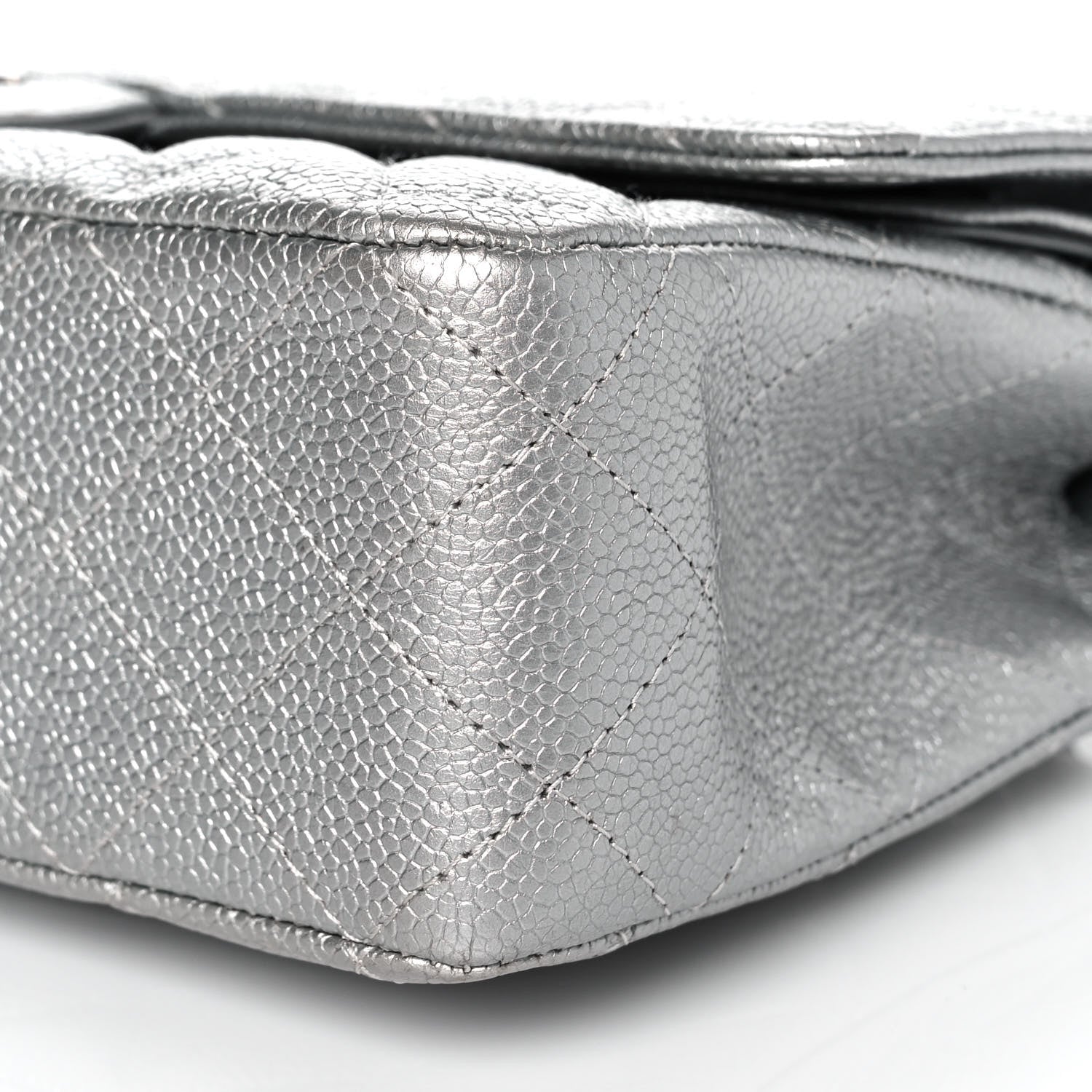 Chanel Metallic Caviar Quilted Medium Double Flap Silver 9 of 10