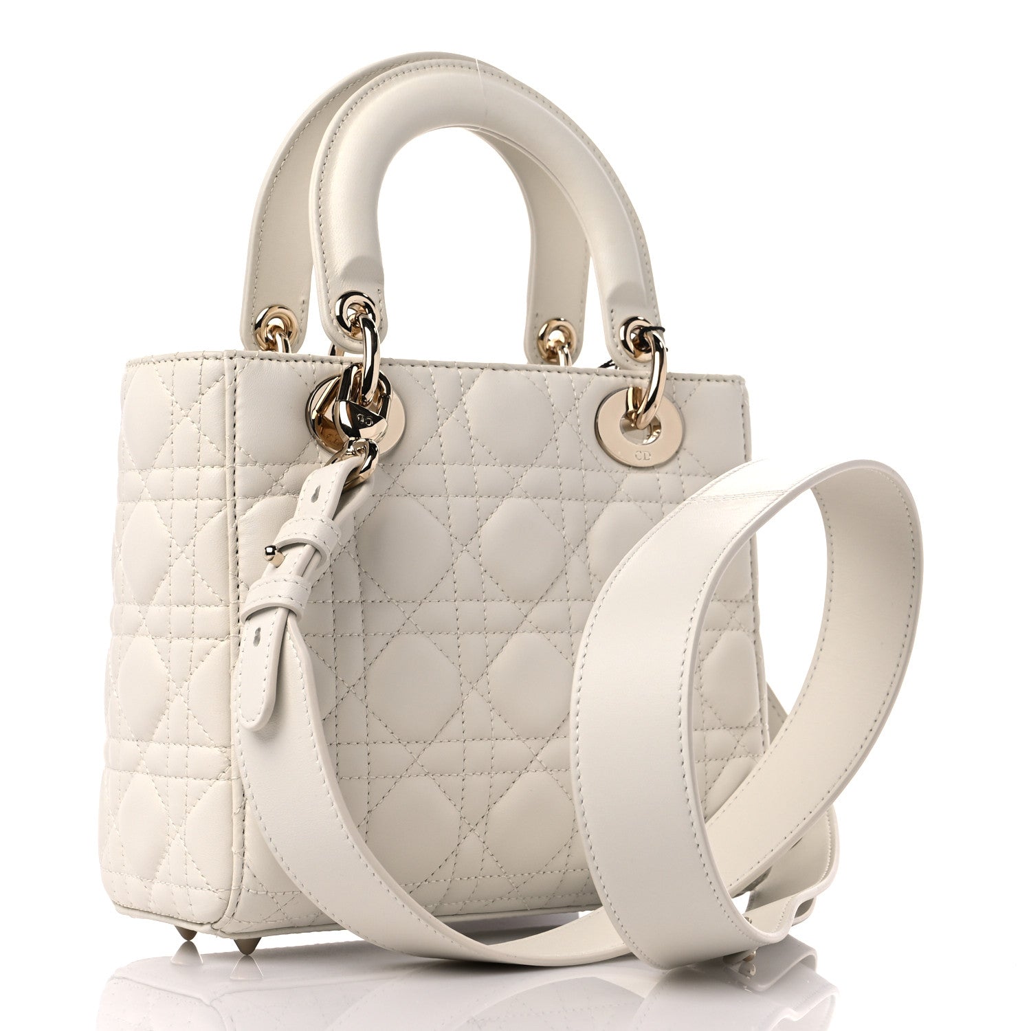 Christian Dior Lambskin Cannage Small Lady Dior White 3 of 8