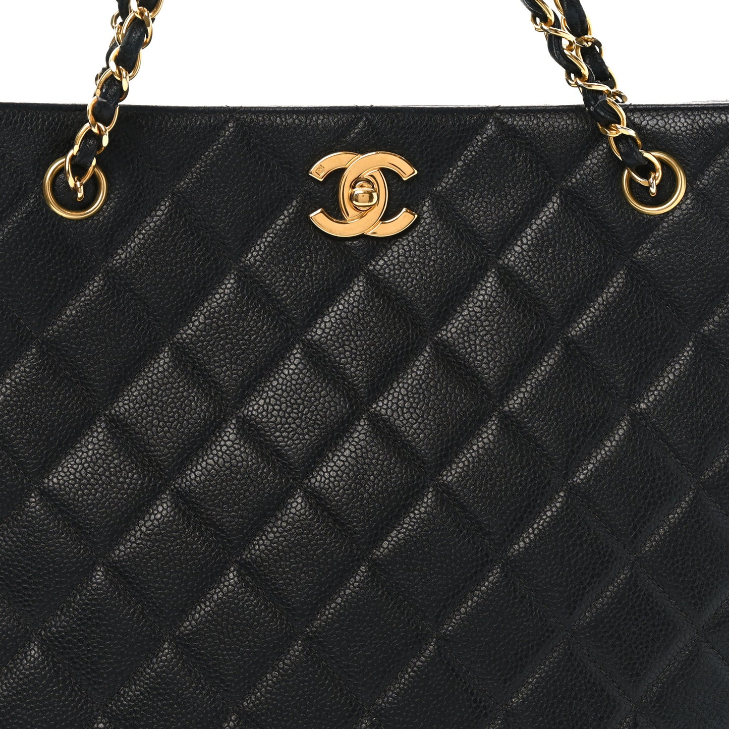 Caviar Quilted Shopper Tote Black
