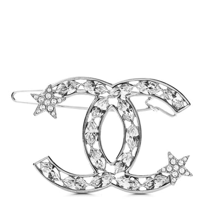 Chanel Crystal Starfall CC Hair Clip Silver 1 of 4