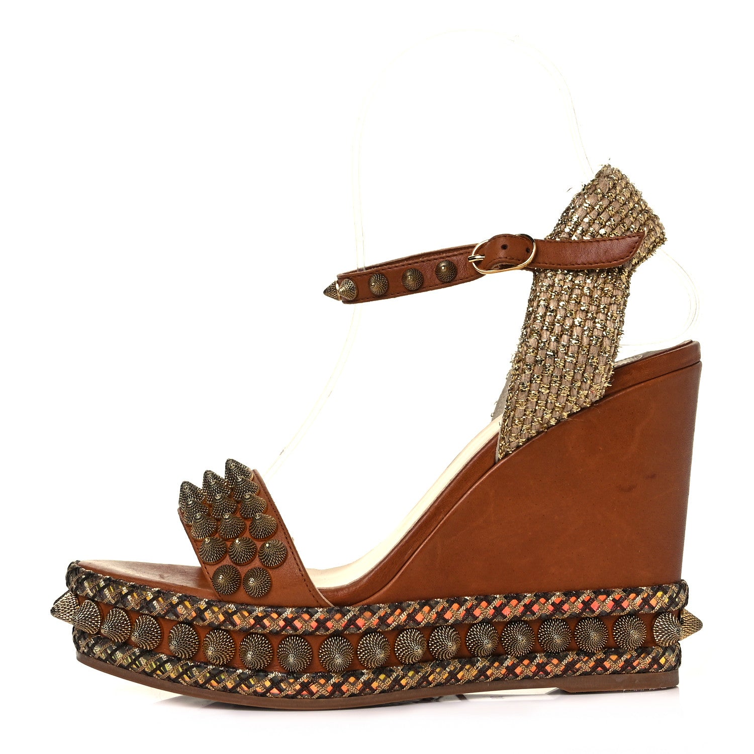Christian Louboutin Calfskin Cordorella 110 Wedge Sandals 36 Version Cuoio 1 of 8