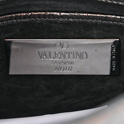 Valentino Garavani Craquele Calfskin Rockstud Shoulder Flap Bag Black 6 of 9