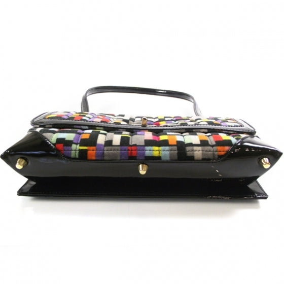 Patent Velvet Quilted Cubist Flap