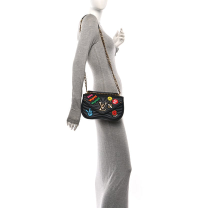 Louis Vuitton Calfskin Embroidered New Wave Chain MM Black 2 of 10