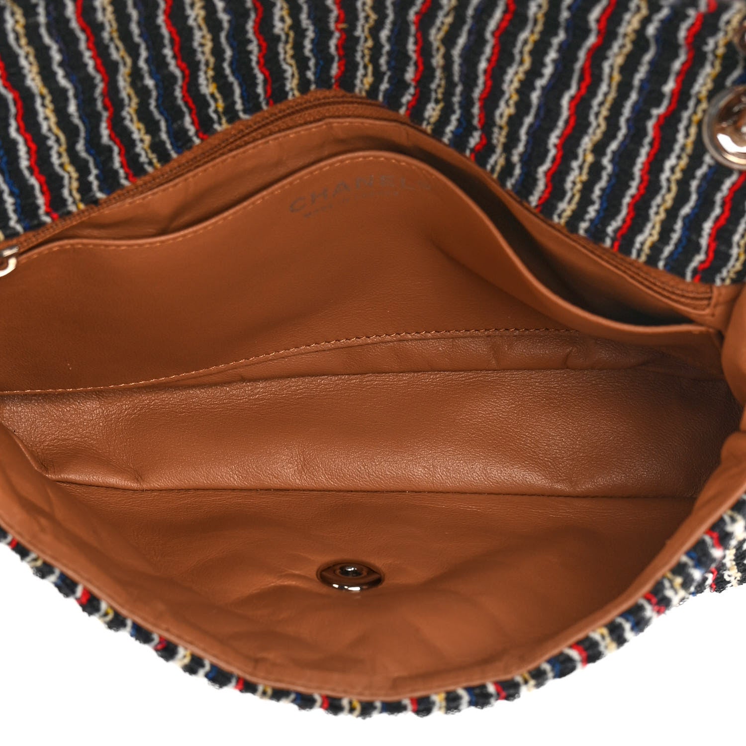 Chanel Tweed Woven Single Flap Beige Multicolor 7 of 10