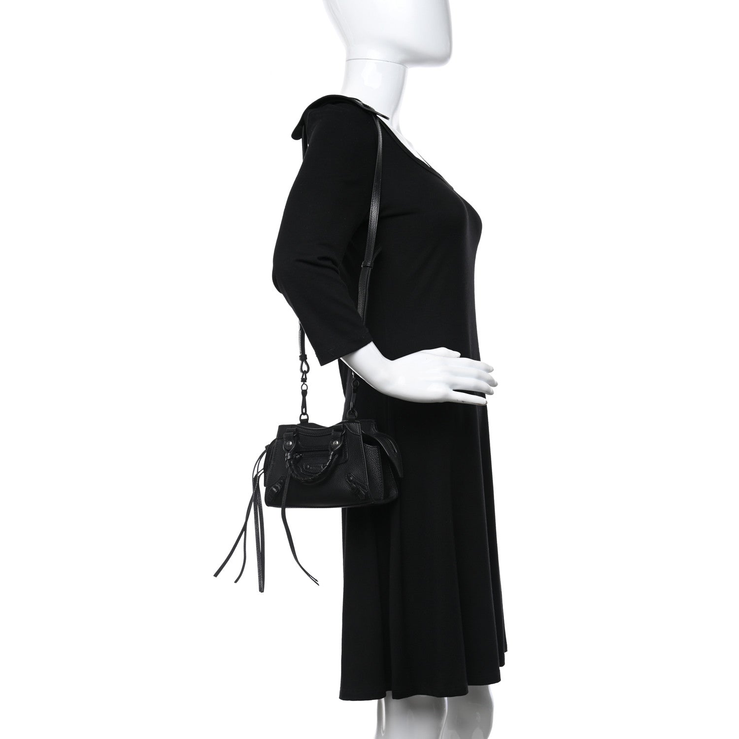 Balenciaga Grained Calfskin Neo Classic Black Hardware Nano City Crossbody Black 3 of 8