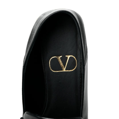 Valentino Garavani Nappa Stud Sign Loafers 38 Black 7 of 9