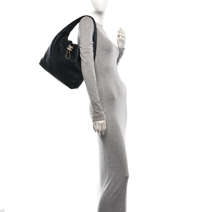 Chanel Calfskin Quilted Small Maxi Hobo Black 2 of 10