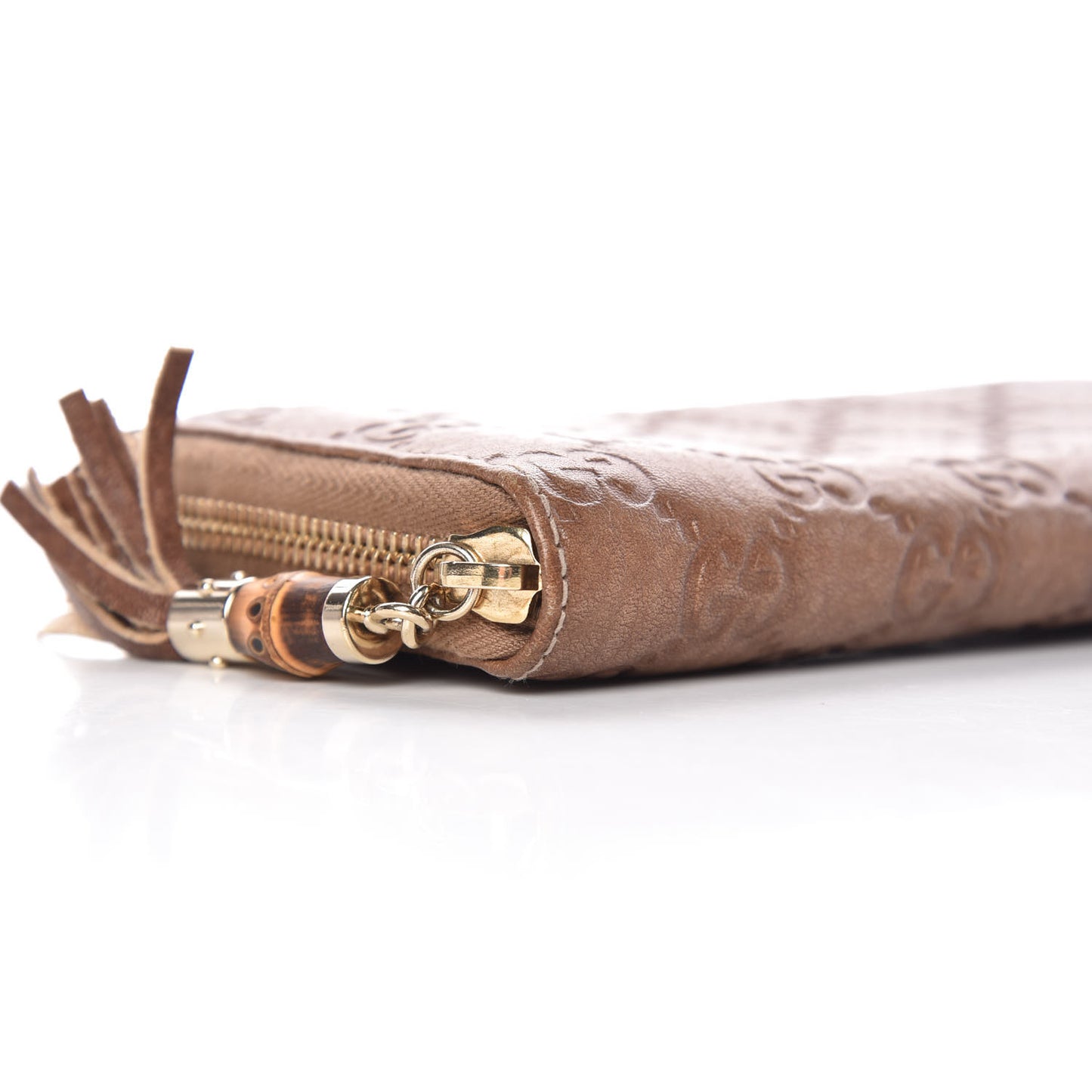 Guccissima Bamboo Tassel Zip Around Wallet Light Brown