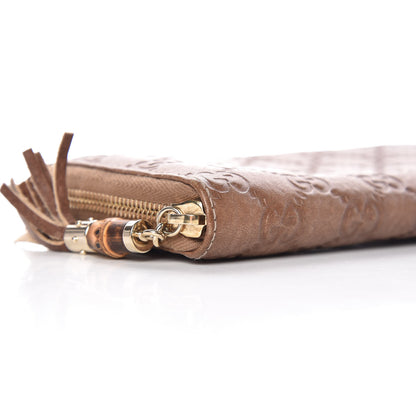Gucci Guccissima Bamboo Tassel Zip Around Wallet Light Brown 7 of 12