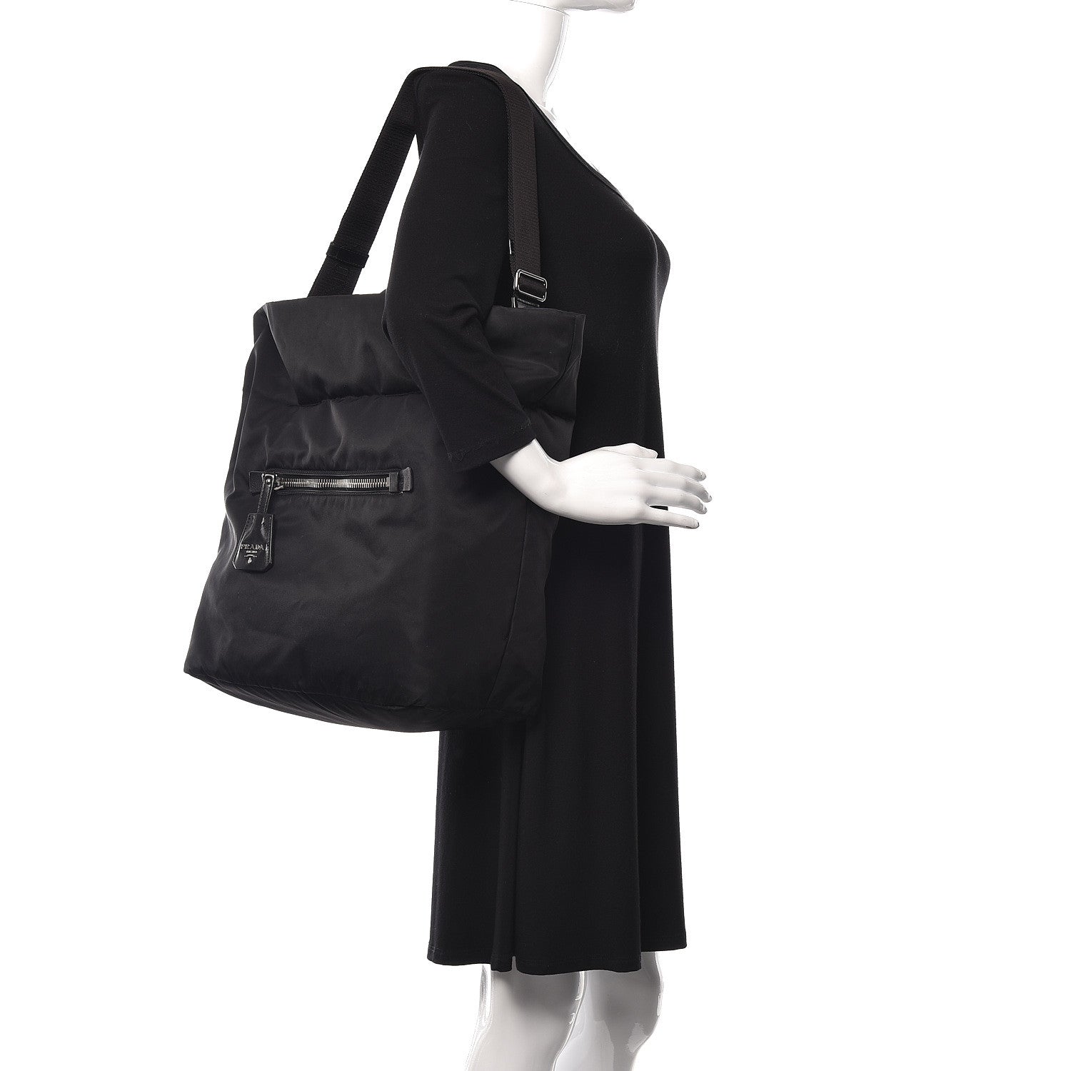 Prada Tessuto Nylon Double Reversible Tote Black Blue 3 of 16