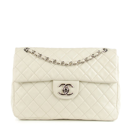 Chanel Washed Caviar Quilted Maxi Single Flap White 1 of 8