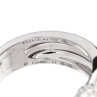 Cartier 18K White Gold Diamond Black Onyx Emerald Panthere De Cartier Ring 55 7.25 6 of 7