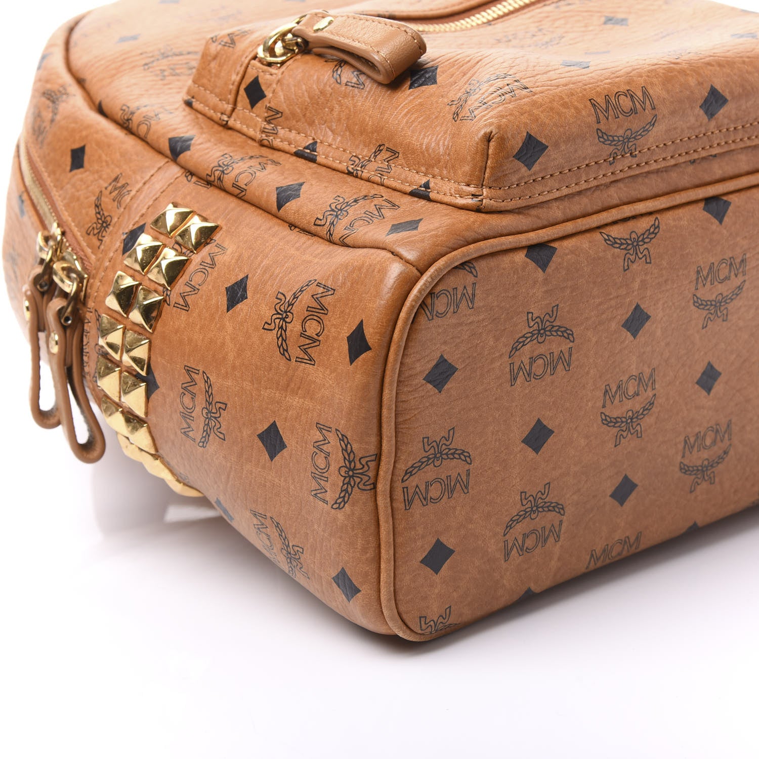 MCM Visetos Small Side Stud Stark Backpack Cognac 7 of 9