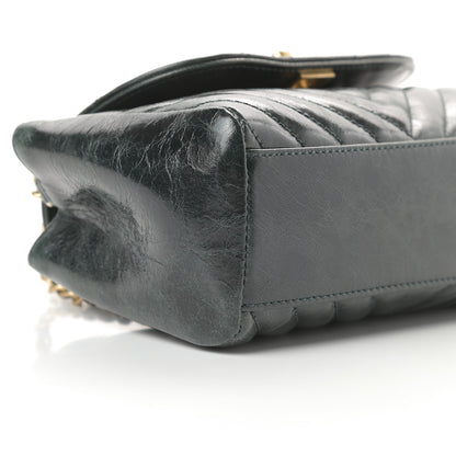 Chanel Glazed Calfskin Chevron Quilted Small Hampton Flap Dark Green 9 of 11