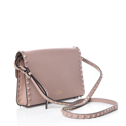 Valentino Garavani Vitello Monochrome Medium Rockstud Flip Lock Crossbody Bag Poudre 3 of 8
