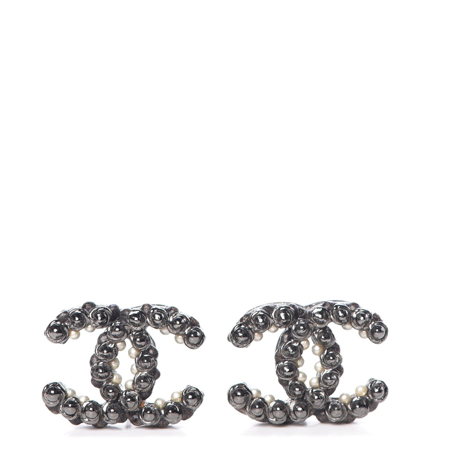 Pearl CC Earrings Ruthenium