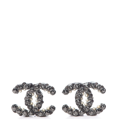 Chanel Pearl CC Earrings Ruthenium 1 of 5