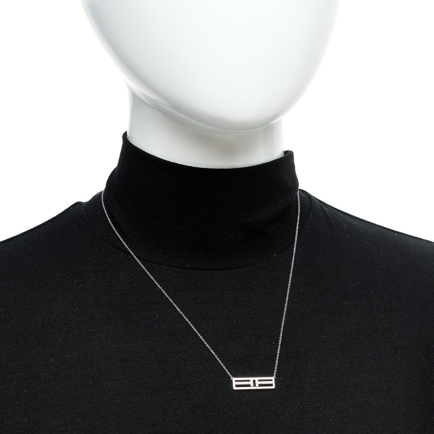 18K White Gold Diamond Tiffany T Two Open Horizontal Bar Pendant