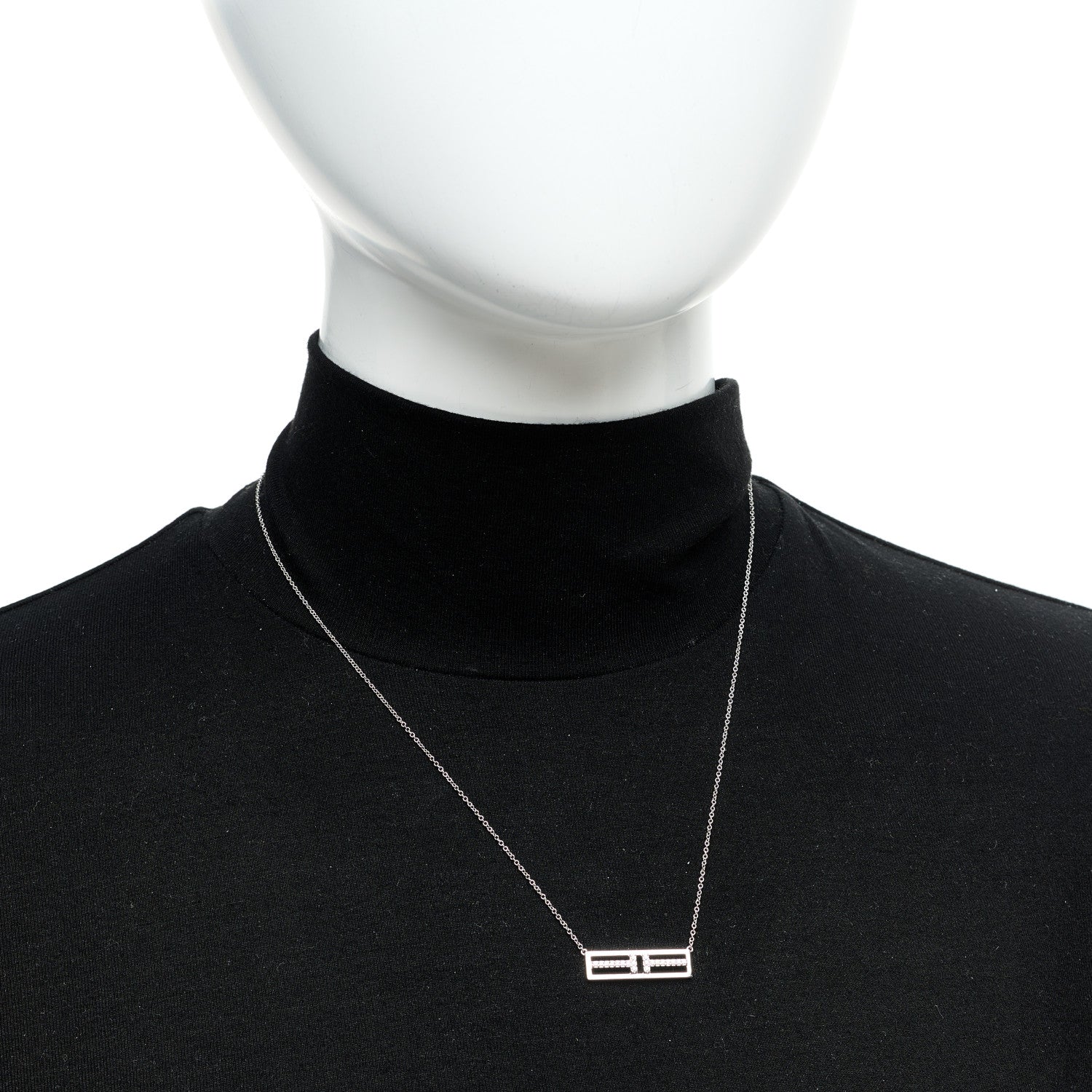 Tiffany 18K White Gold Diamond Tiffany T Two Open Horizontal Bar Pendant 2 of 7