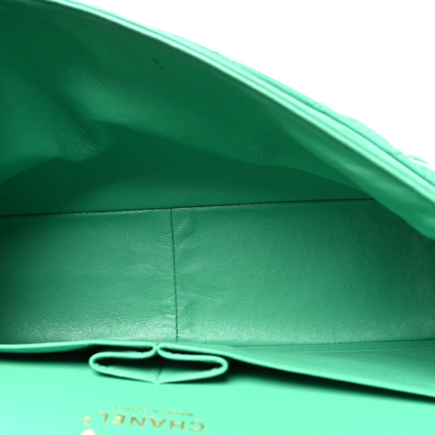Lambskin Quilted Jumbo Double Flap Green