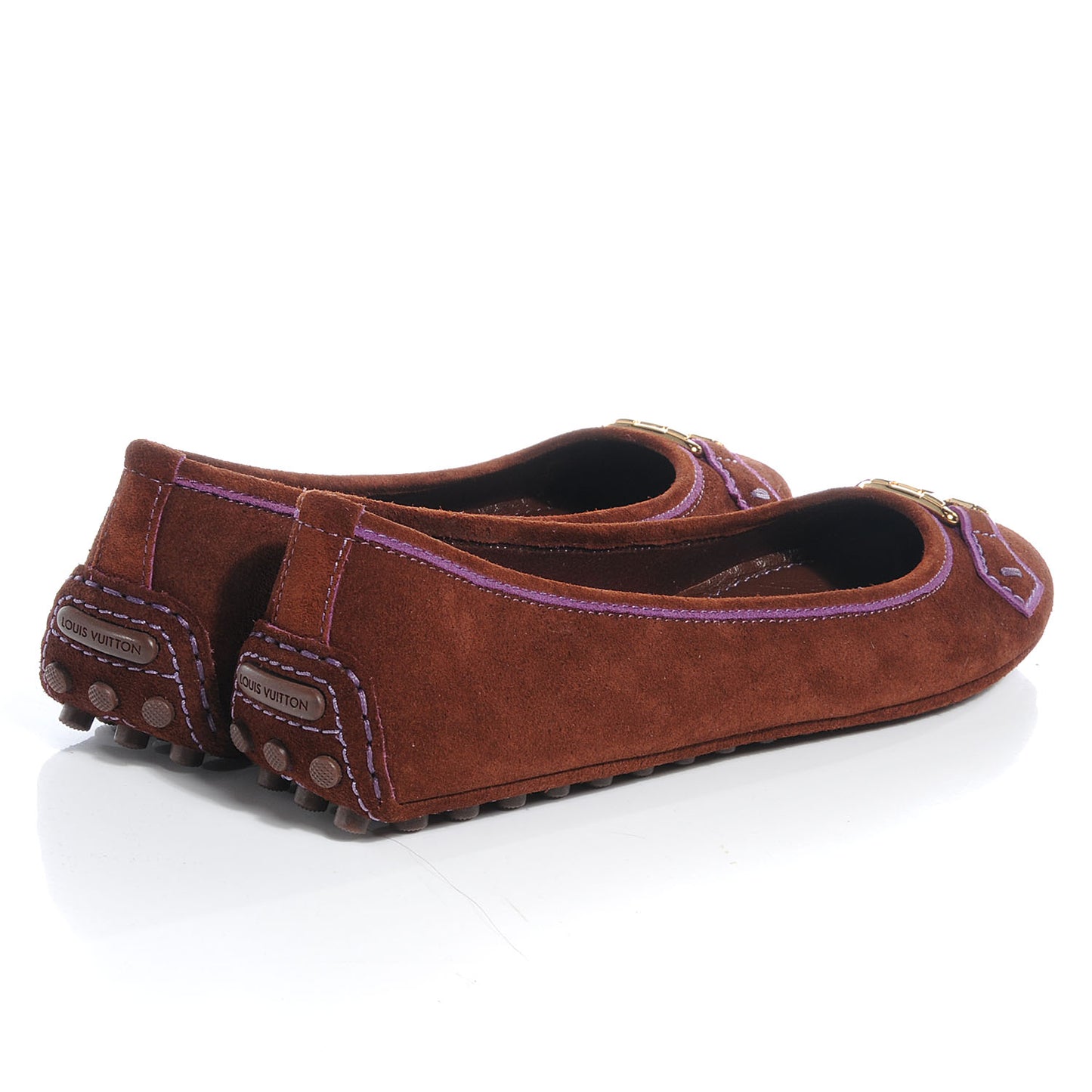 Suede Oxford Ballerina Flats Cognac 37.5