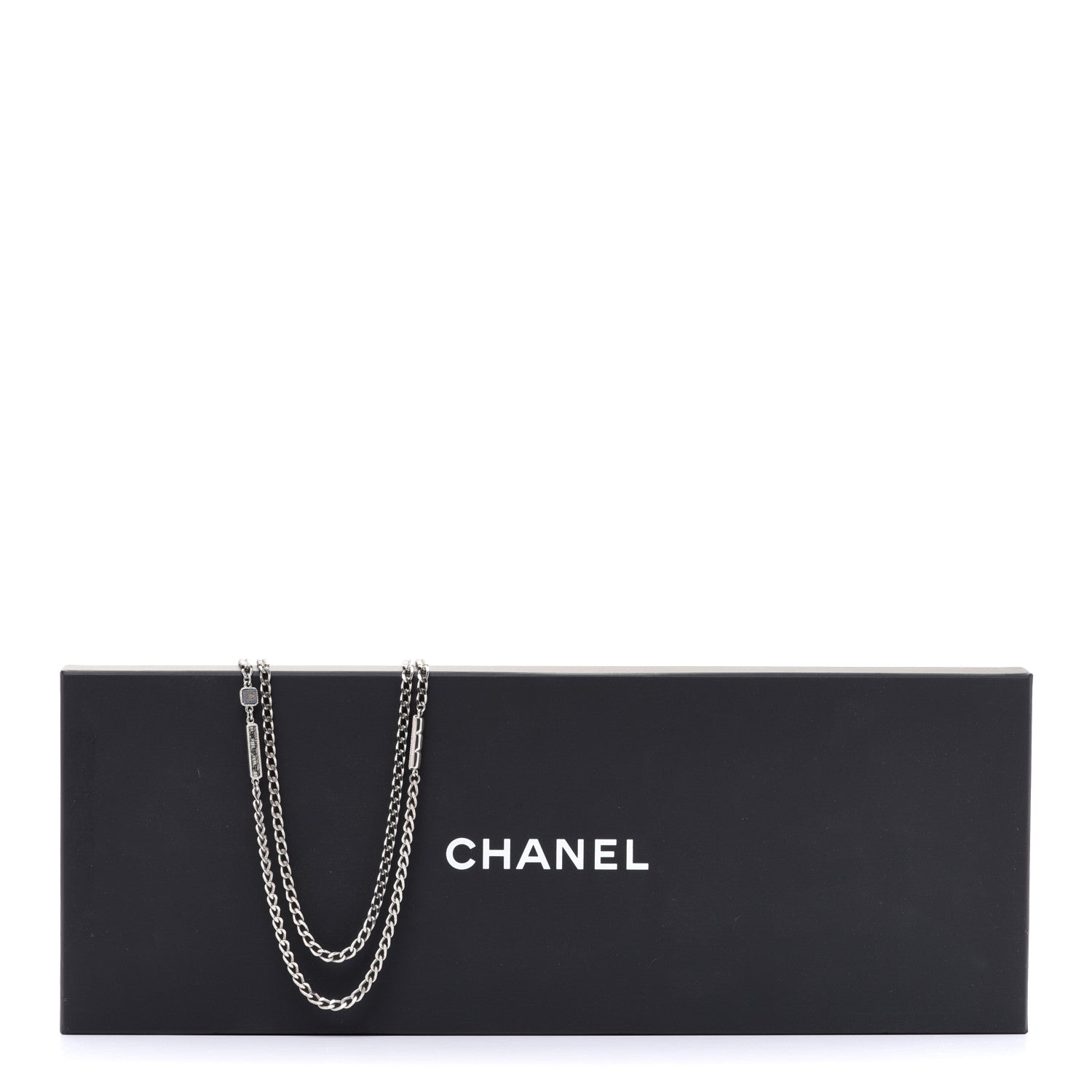Chanel Crystal Baguette Stone Multi Strand Necklace Silver 7 of 7