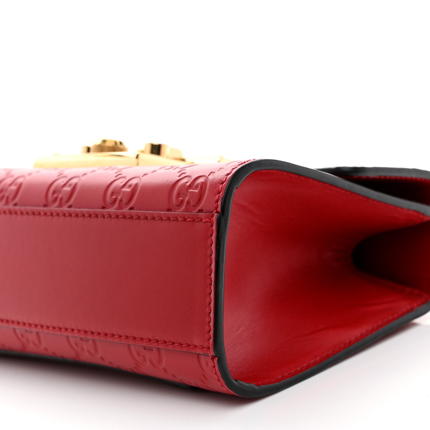Gucci Guccissima Small Padlock Shoulder Bag Hibiscus Red 10 of 12