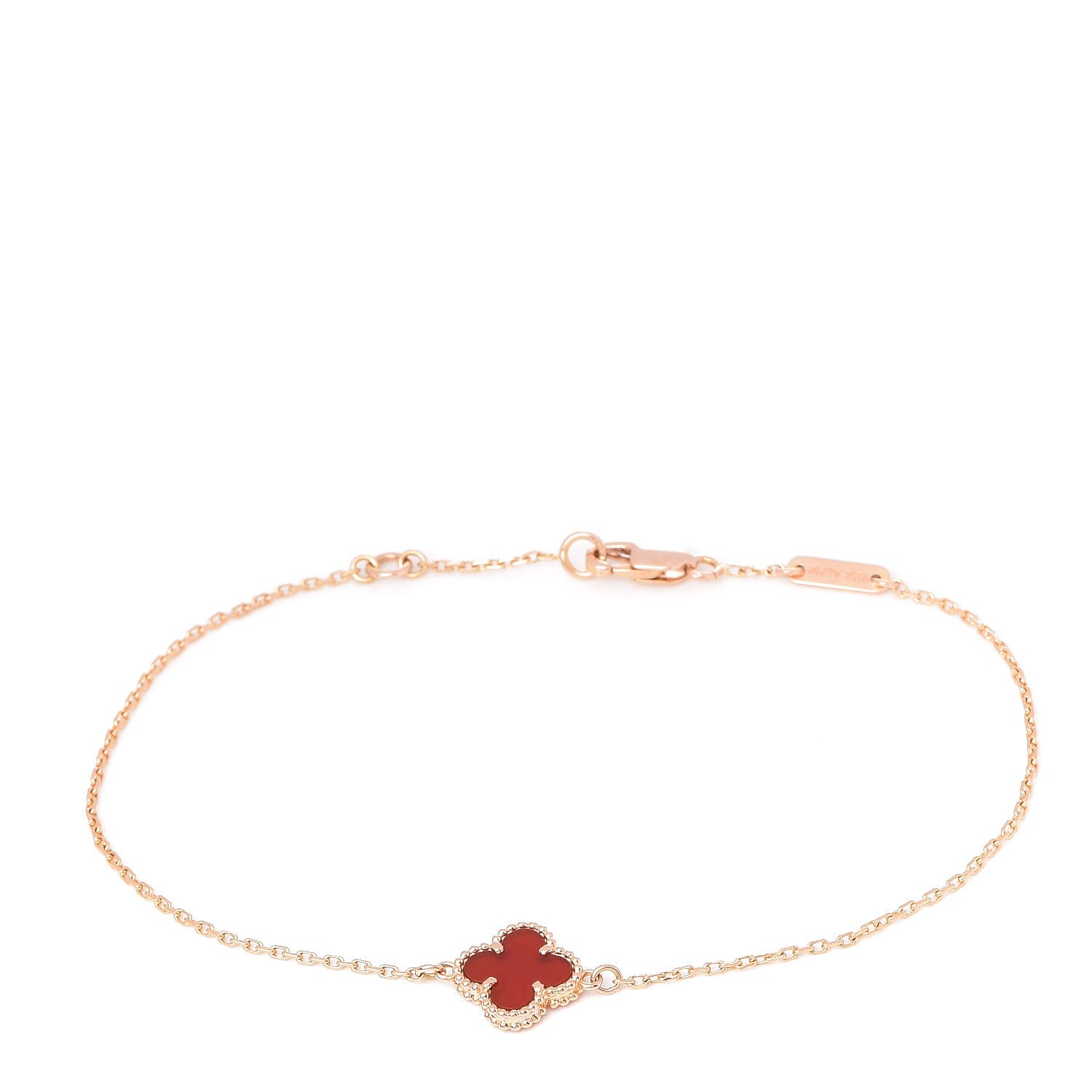 Van Cleef & Arpels 18K Rose Gold Carnelian Sweet Alhambra Bracelet 1 of 6