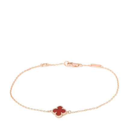 Van Cleef & Arpels 18K Rose Gold Carnelian Sweet Alhambra Bracelet 1 of 6