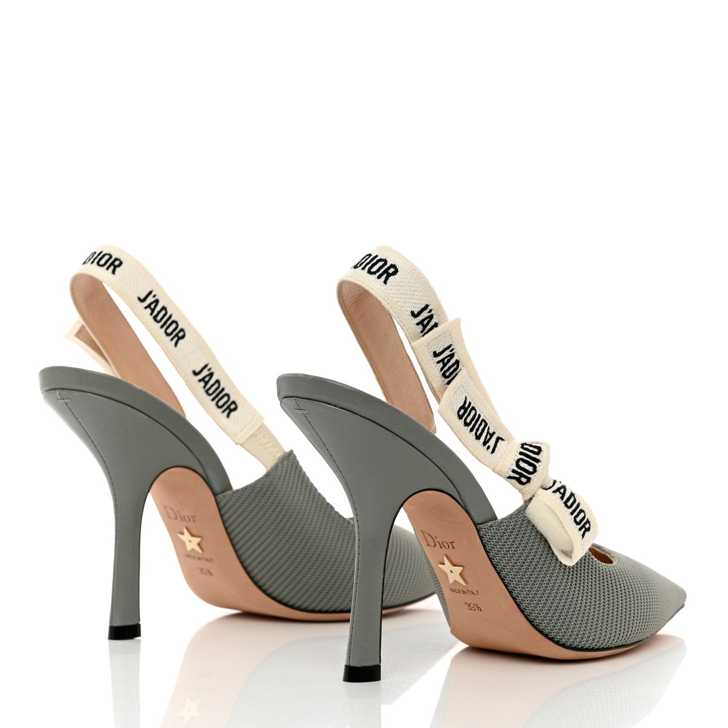 Christian Dior Technical Canvas Ribbon J'Adior Slingback 100mm Pumps 39.5 Grey Stone 4 of 13