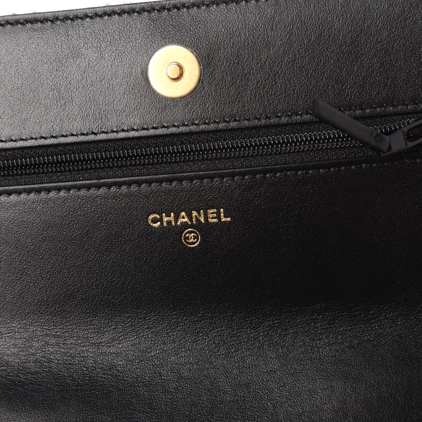 Tweed Quilted Chanel 19 Wallet On Chain WOC Black Beige