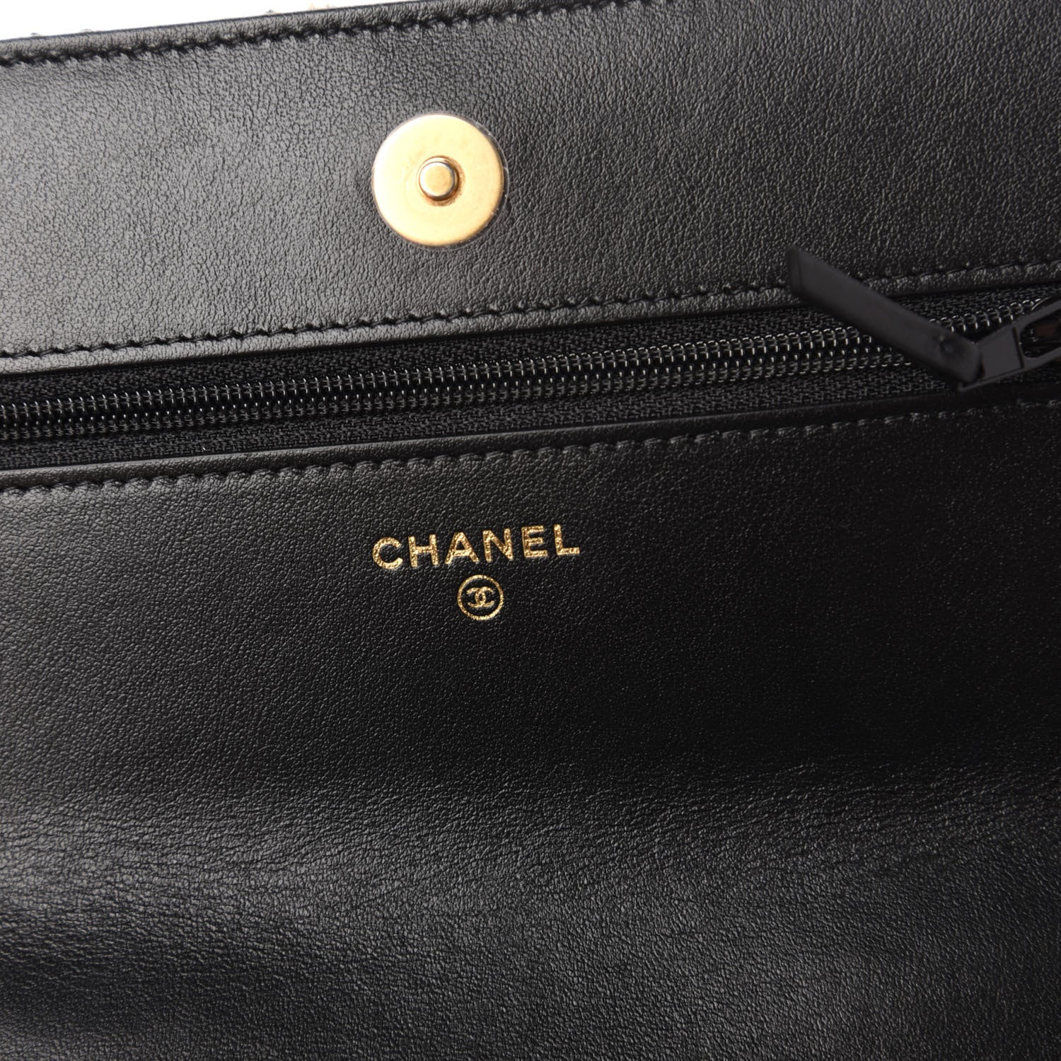 Chanel Tweed Quilted Chanel 19 Wallet On Chain WOC Black Beige 8 of 12