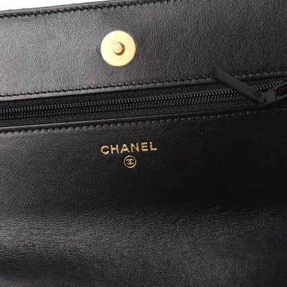 Chanel Tweed Quilted Chanel 19 Wallet On Chain WOC Black Beige 8 of 12
