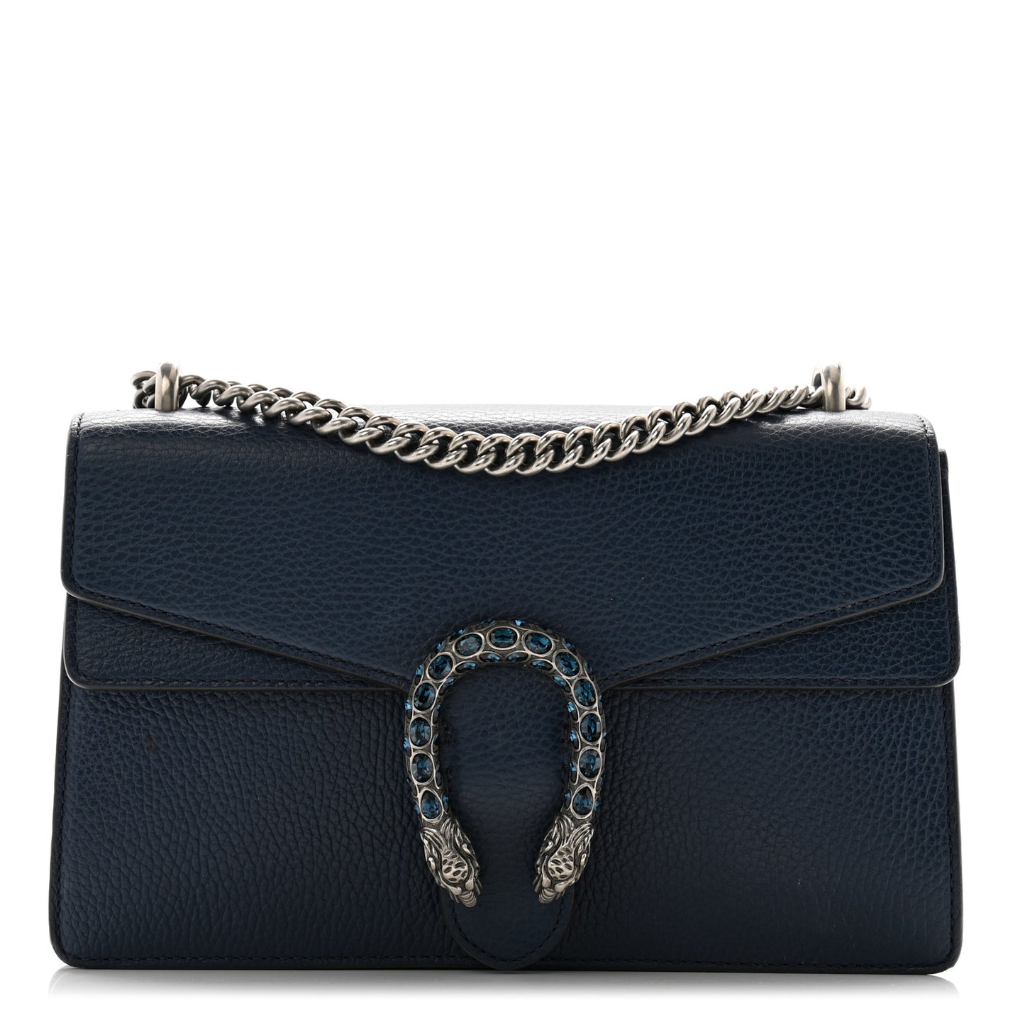 Pebbled Calfskin Small Dionysus Shoulder Bag Blue Agata