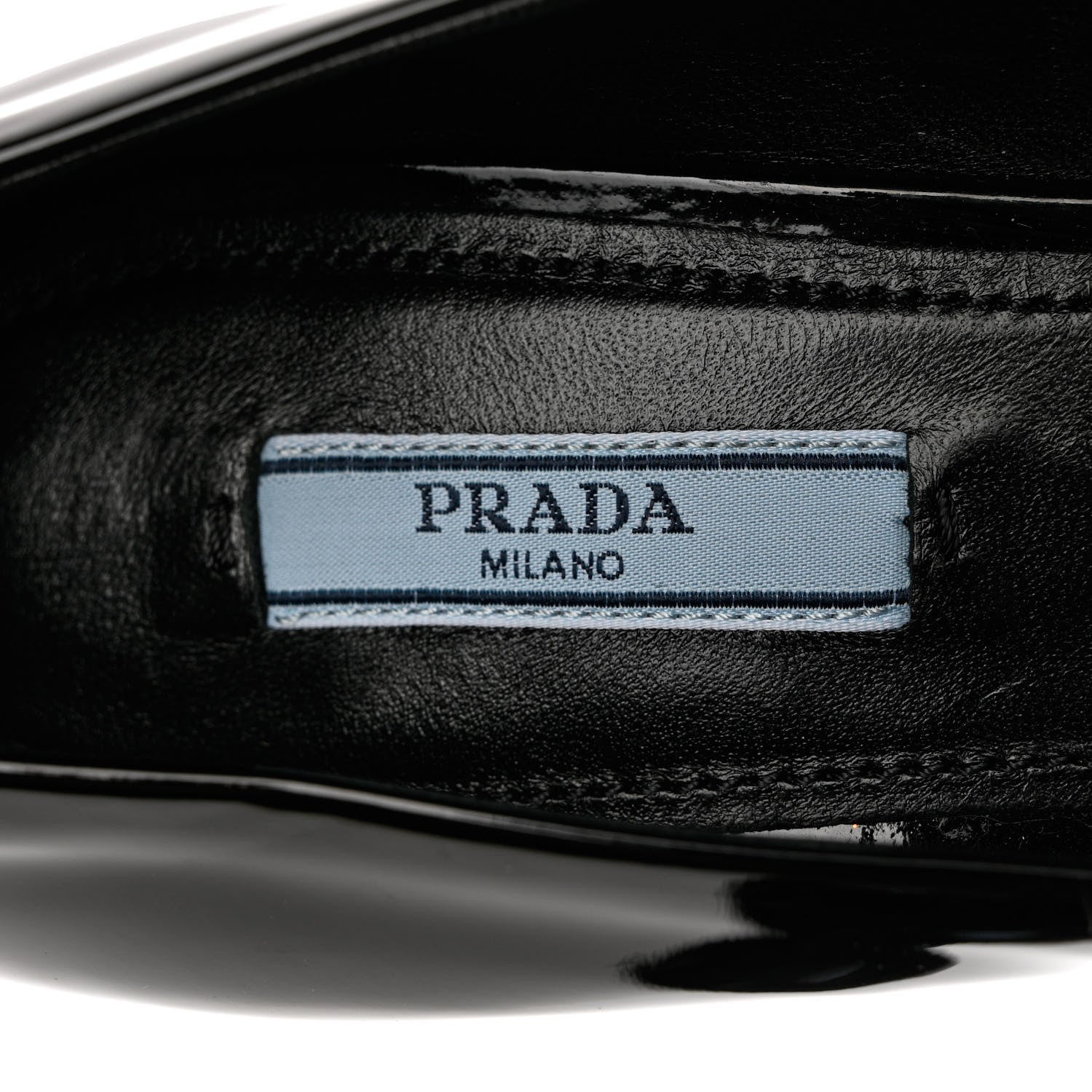 Prada Vernice Metal Triangle Logo 45mm Loafer Pumps 39.5 Black 6 of 10