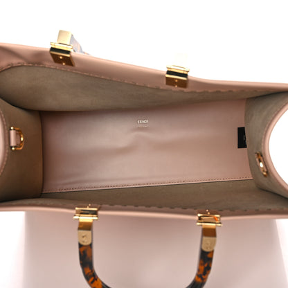 Fendi Vitello King Plexiglass Logo Embossed Medium Fendi Sunshine Shopper Tote Light Rose 5 of 18