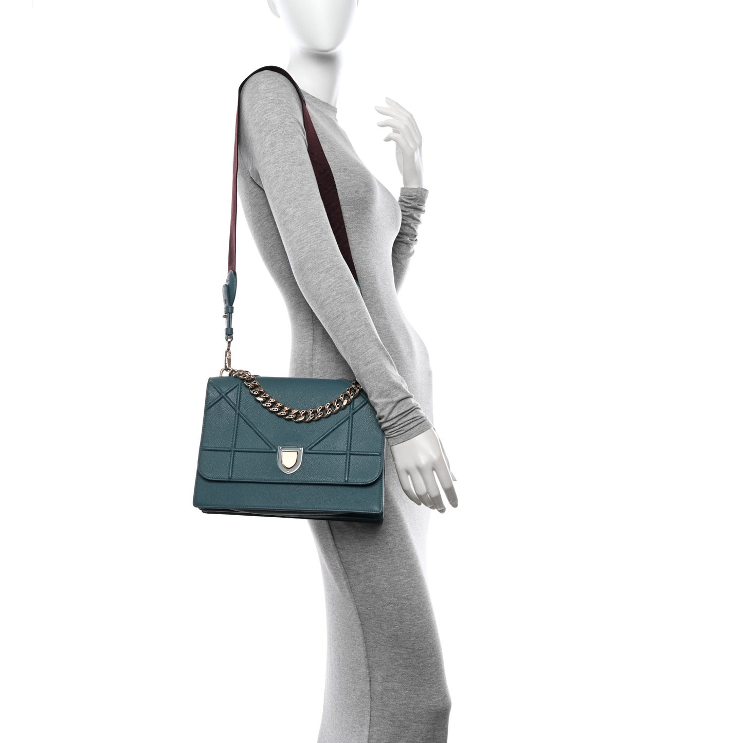 Grained Calfskin Diorama Satchel Agave Green
