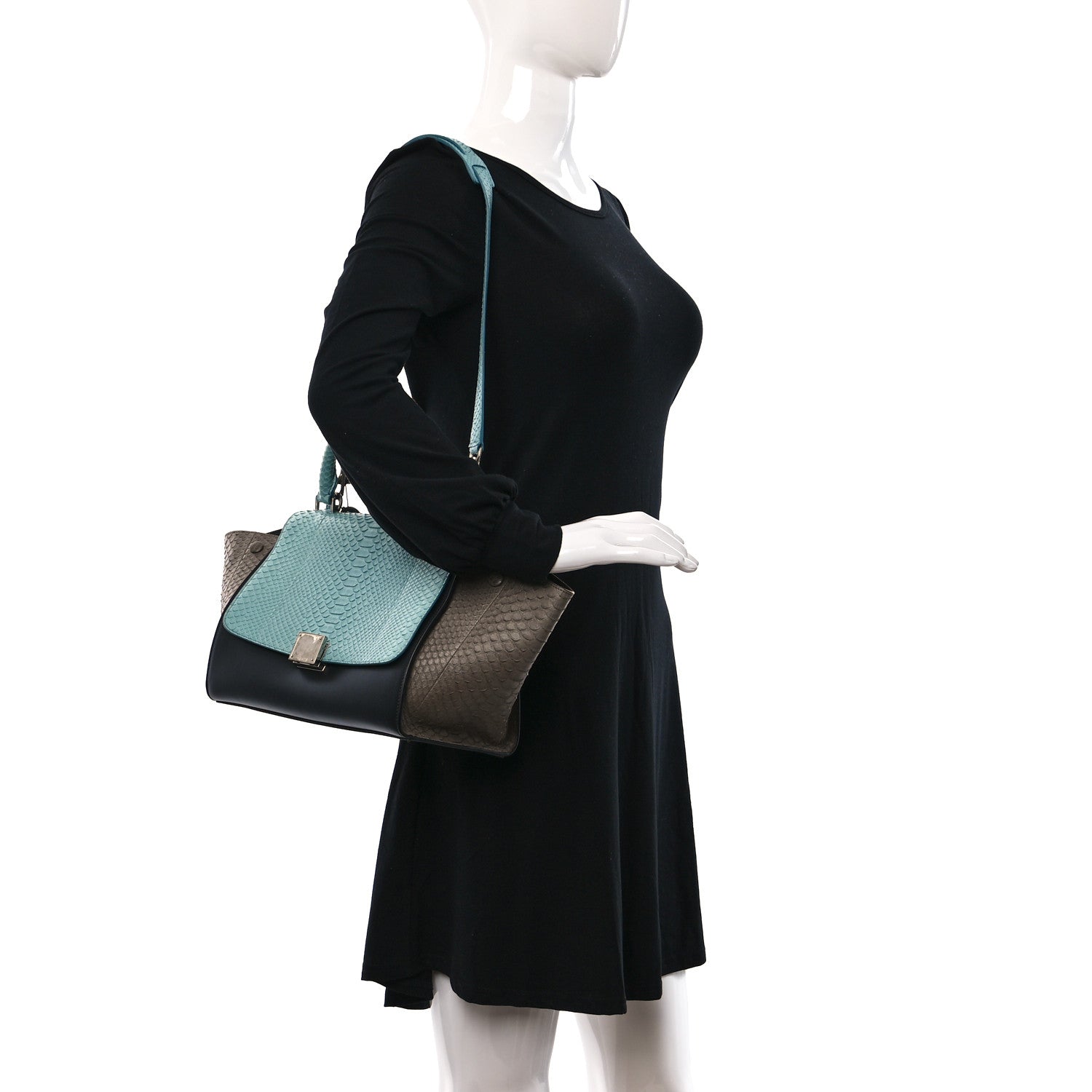 Celine Snakeskin Calfskin Medium Trapeze 2 of 8